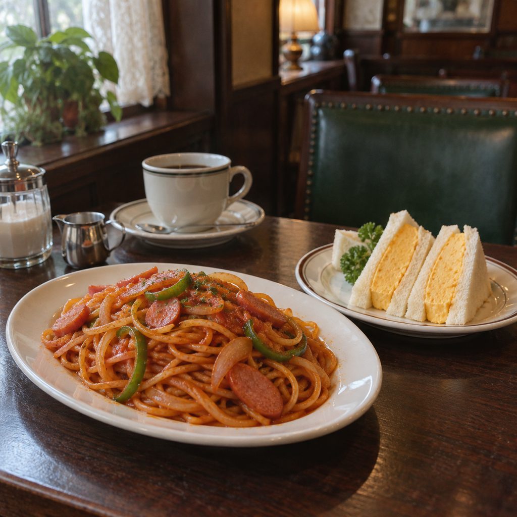 ナポリタンとたまごサンドと珈琲